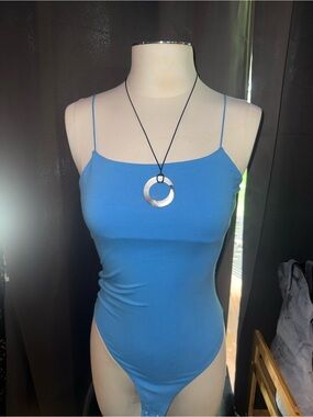 Blue Women's Spaghetti Strap Bodysuit